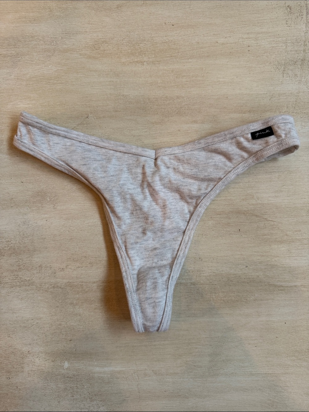 PINK Victoria's Secret Heather Light Gray Cotton Thong